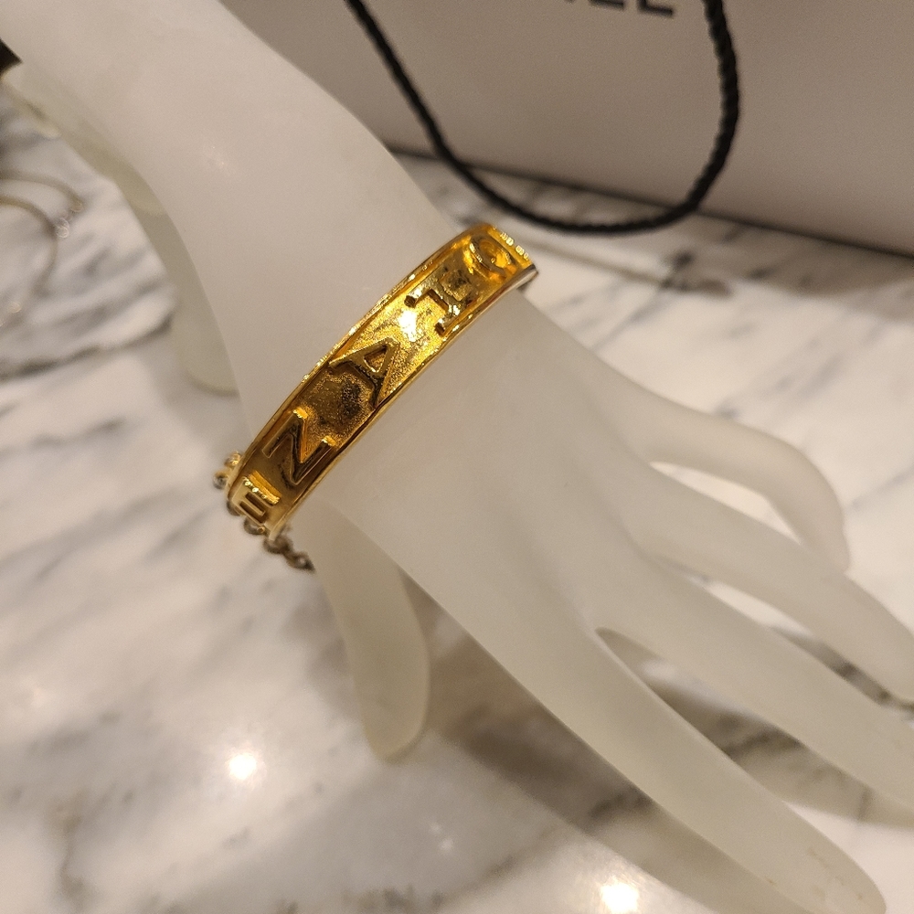 AUTH CHANEL LOGO BRACELET BANGLE